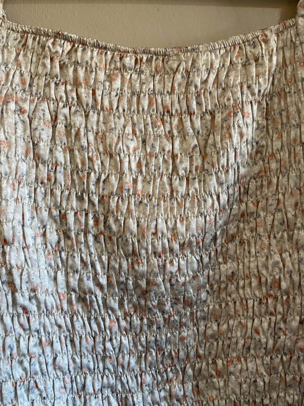 Monteau Los Angeles Cream Floral Smocked Square-Neck Blouse – Size XL EUC - Picture 16 of 16
